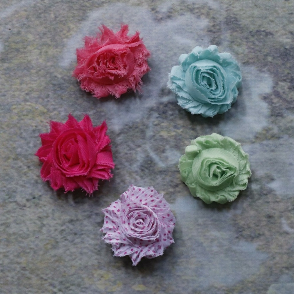 New set of 5 shabby chic hair clips